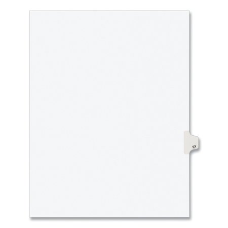 AVERY DENNISON Numerical Index Tab-17, 8-1/2 x 11", White, PK25 01017